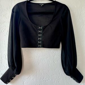 SOLD Black Cropped Fitted Blouse